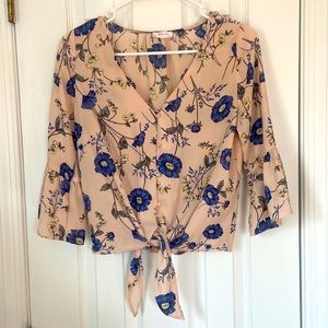 Sienna Sky Tie-Front Floral Blouse - Size Small
